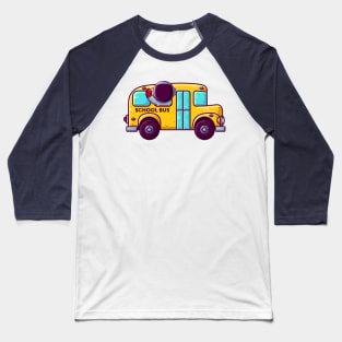 Cute Astronaut School Bus Cartoon Baseball T-Shirt